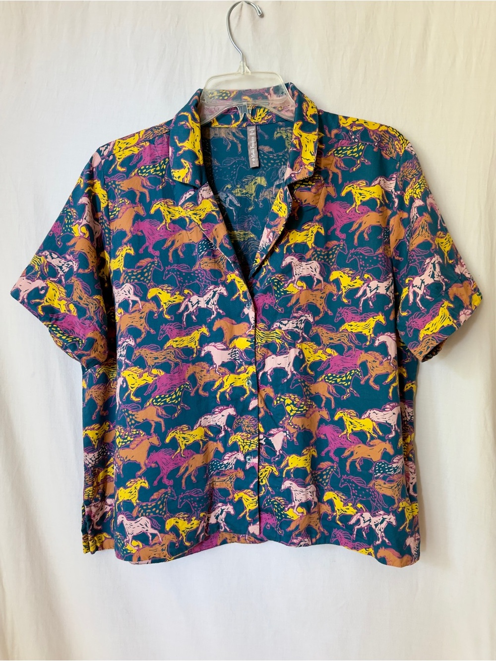 Mata Traders Colorful Running Horse Cotton Camp Shirt